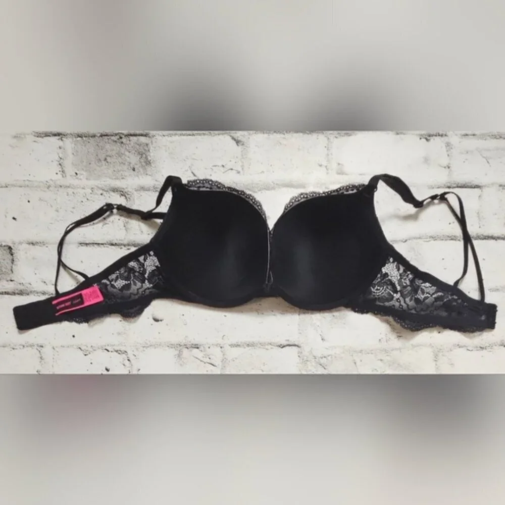 Black Lace Push Up Bra 36C Underwire Padded Sexy Lingerie La Senza